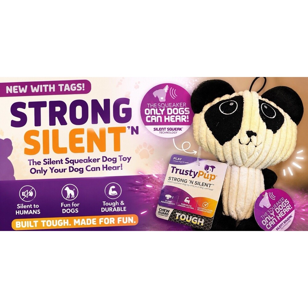 BRAND NEW! TrustyPup Panda Bear Dog Toy with Silent Squeaker Technology-Medium